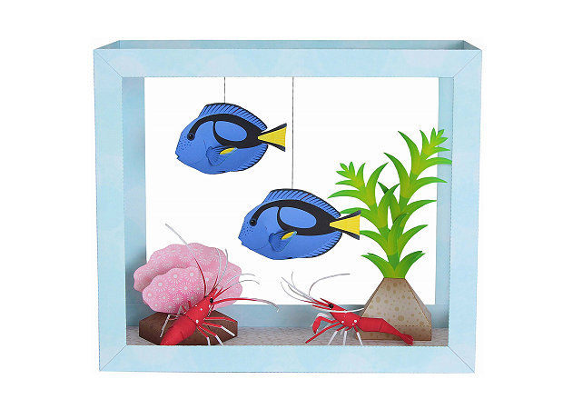 paper-aquarium-blue-tang-fire-shrimp -kit168.com