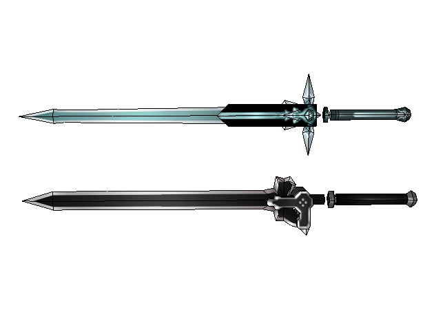 Kiếm đen và kiếm sáng - cặp kiếm nối tiếng trong bộ anime Sword Art Online. Nếu là fan của bộ phim này, hãy để mắt đến bức ảnh liên quan đến cặp kiếm này.